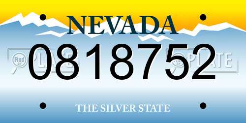 0818752 Nevada License Plate