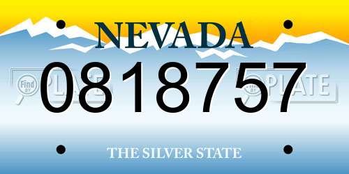 0818757 Nevada License Plate
