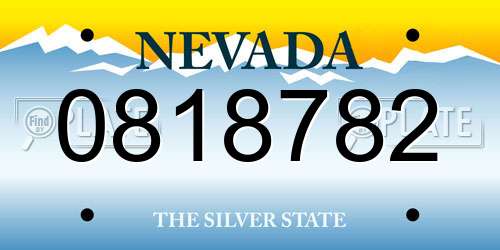0818782 Nevada License Plate