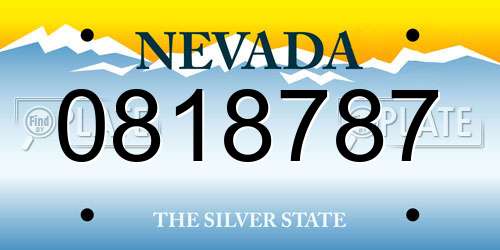0818787 Nevada License Plate