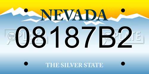 08187B2 Nevada License Plate