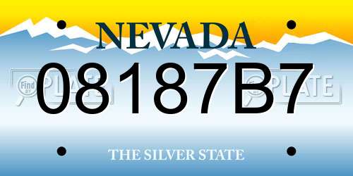 08187B7 Nevada License Plate