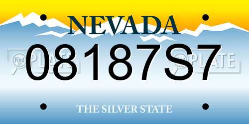 08187S7 Nevada License Plate