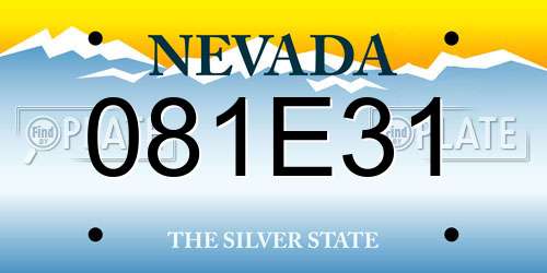 081E31 Nevada License Plate