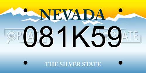 081K59 Nevada License Plate