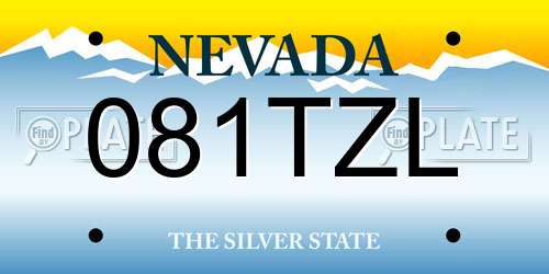 081TZL Nevada License Plate
