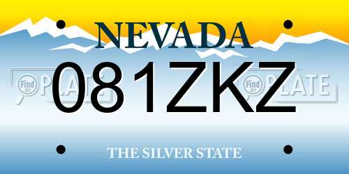 081ZKZ Nevada License Plate