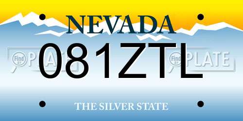 081ZTL Nevada License Plate