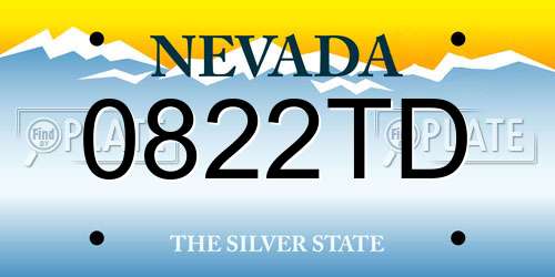 0822TD Nevada License Plate
