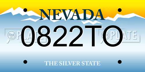 0822TO Nevada License Plate