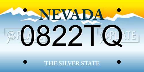 0822TQ Nevada License Plate