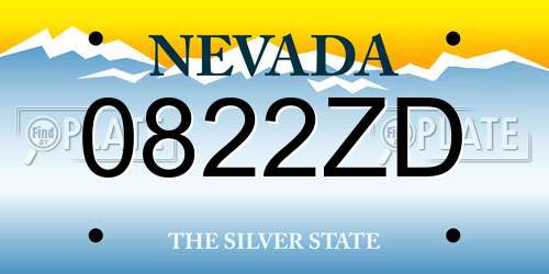 0822ZD Nevada License Plate