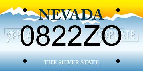 0822ZO Nevada License Plate