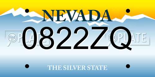 0822ZQ Nevada License Plate