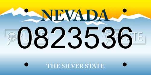 0823536 Nevada License Plate