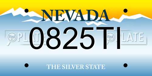 0825TI Nevada License Plate