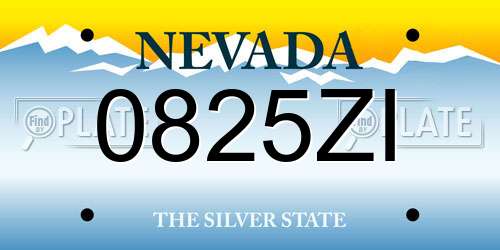 0825ZI Nevada License Plate