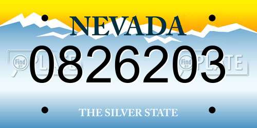 0826203 Nevada License Plate