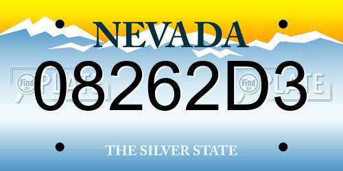 08262D3 Nevada License Plate
