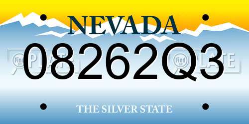 08262Q3 Nevada License Plate