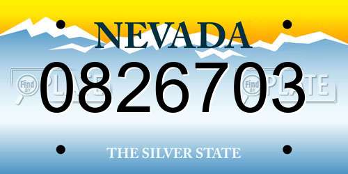0826703 Nevada License Plate