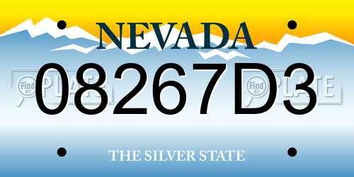 08267D3 Nevada License Plate