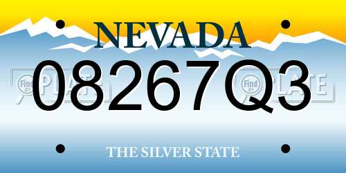 08267Q3 Nevada License Plate