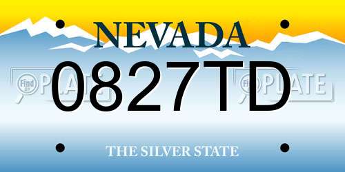 0827TD Nevada License Plate