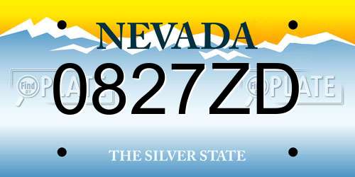0827ZD Nevada License Plate