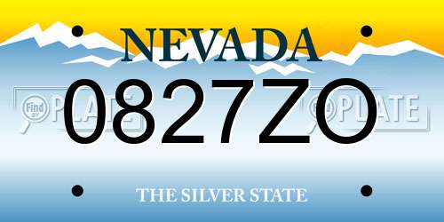 0827ZO Nevada License Plate