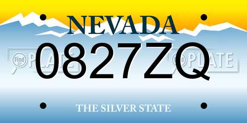 0827ZQ Nevada License Plate