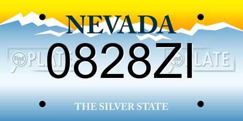 0828ZI Nevada License Plate