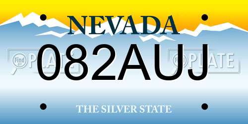 082AUJ Nevada License Plate