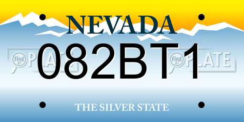 082BT1 Nevada License Plate