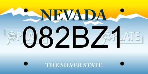 082BZ1 Nevada License Plate