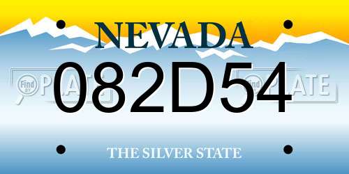 082D54 Nevada License Plate