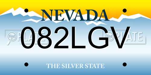 082LGV Nevada License Plate