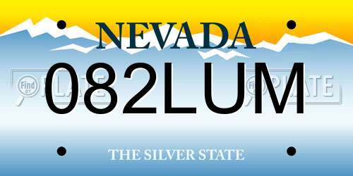 082LUM Nevada License Plate
