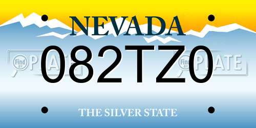 082TZ0 Nevada License Plate