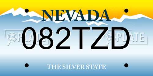 082TZD Nevada License Plate