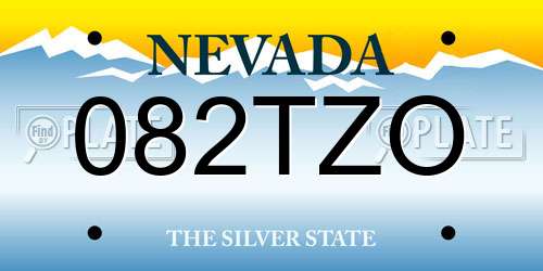 082TZO Nevada License Plate