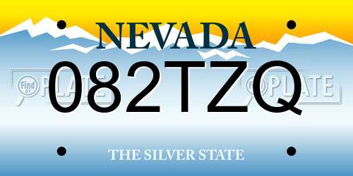 082TZQ Nevada License Plate
