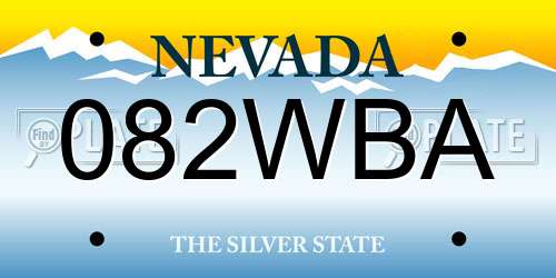 082WBA Nevada License Plate