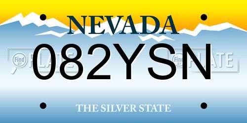082YSN Nevada License Plate