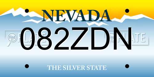 082ZDN Nevada License Plate