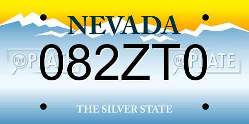 082ZT0 Nevada License Plate