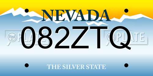 082ZTQ Nevada License Plate