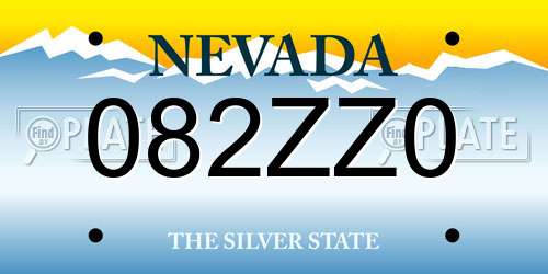 082ZZ0 Nevada License Plate
