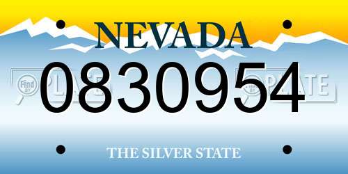 0830954 Nevada License Plate