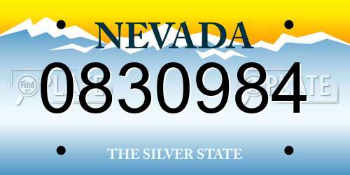 0830984 Nevada License Plate